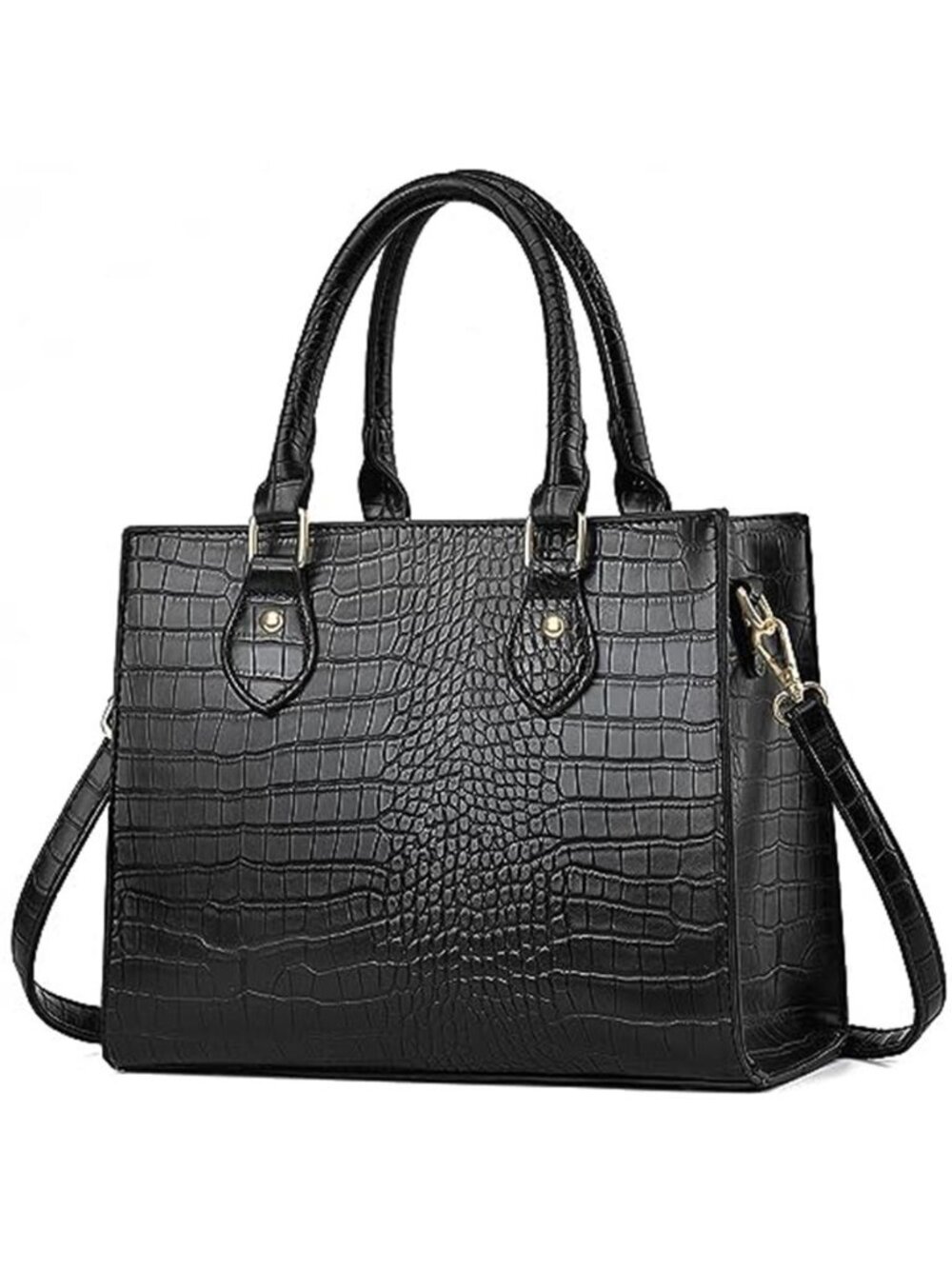 Womens Vegan Leather Tote Bag Crossbody Shoulder Satchel Handbag Gold Hardware